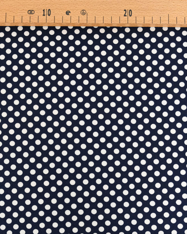 Tissu Crêpe à Pois Blanc et Marine - Mercerine