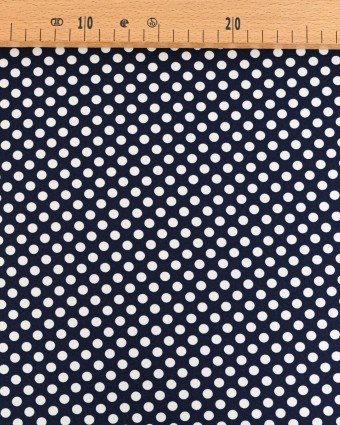 Tissu Crêpe à Pois Blanc et Marine - Mercerine