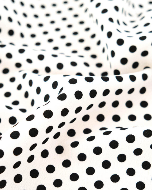 Tissu Crêpe à Pois Noir - Mercerine