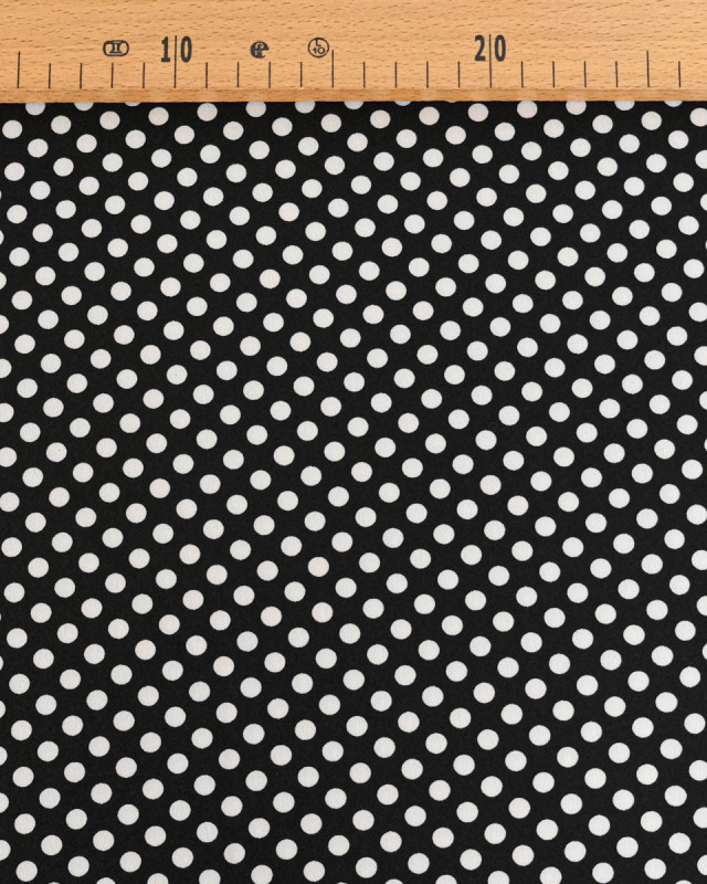 Tissu Crêpe à Pois Blanc et Noir - Mercerine