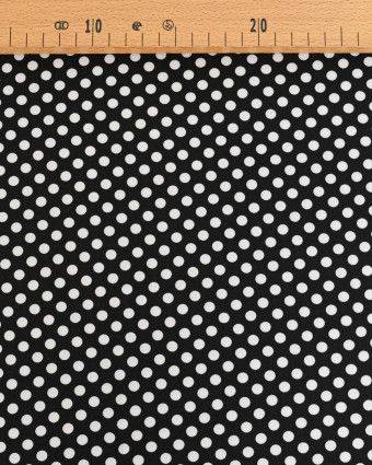 Tissu Crêpe à Pois Blanc et Noir - Mercerine