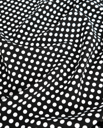 Tissu Crêpe à Pois Blanc et Noir - Mercerine