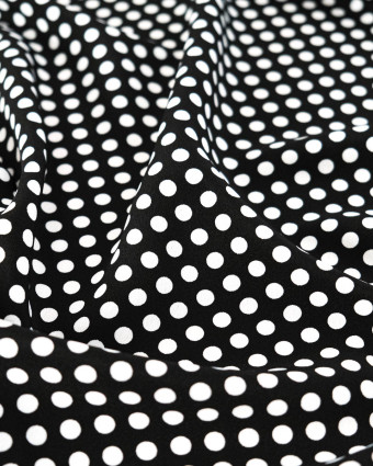 Tissu Crêpe à Pois Blanc et Noir - Mercerine