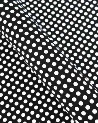 Tissu Crêpe à Pois Blanc et Noir - Mercerine