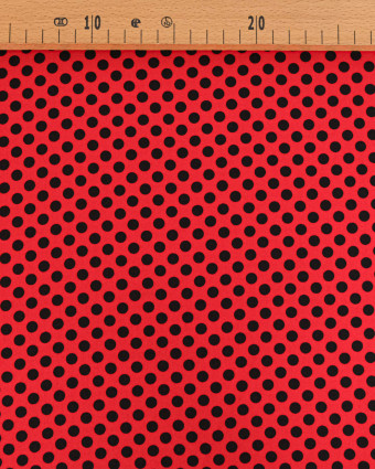 Tissu Crêpe à Pois Noir et Rouge - Mercerine