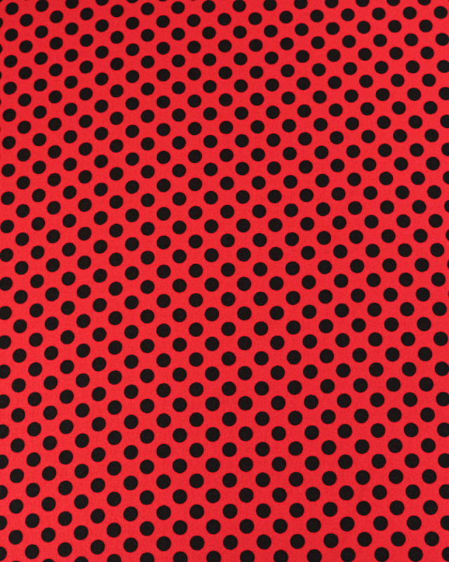 Tissu Crêpe à Pois Noir et Rouge - Mercerine