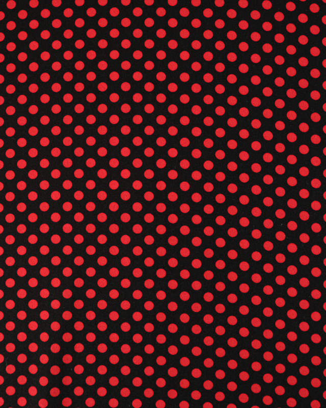Tissu Crêpe à Pois Rouge et Noir - Mercerine