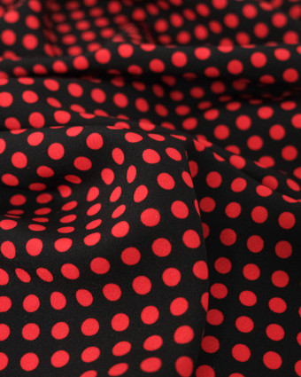 Tissu Crêpe à Pois Rouge et Noir - Mercerine