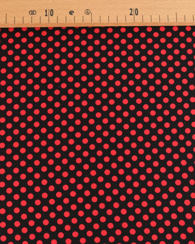 Tissu Crêpe à Pois Rouge et Noir - Mercerine