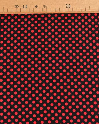 Tissu Crêpe à Pois Rouge et Noir - Mercerine