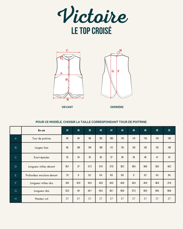 Patron couture Le Top Croisé VICTOIRE - Maéli Paris - Mercerine
