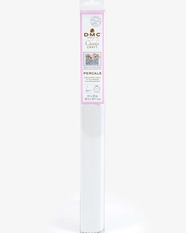 Toile à Broder Percale S Blanc - 100% Coton - 30 Fils/cm - Mercerine