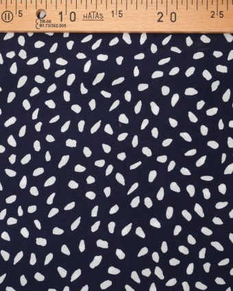 Tissu viscose bleu marine pois blanc Albane  - Mercerine
