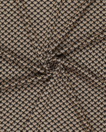 Jersey De Viscose Taupe Motif Géométrique Pailleté Argent - Mercerine