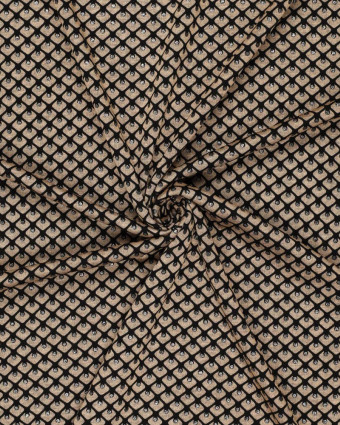 Jersey De Viscose Taupe Motif Géométrique Pailleté Argent - Mercerine