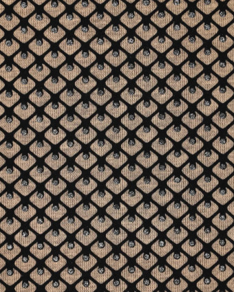 Jersey De Viscose Taupe Motif Géométrique Pailleté Argent - Mercerine