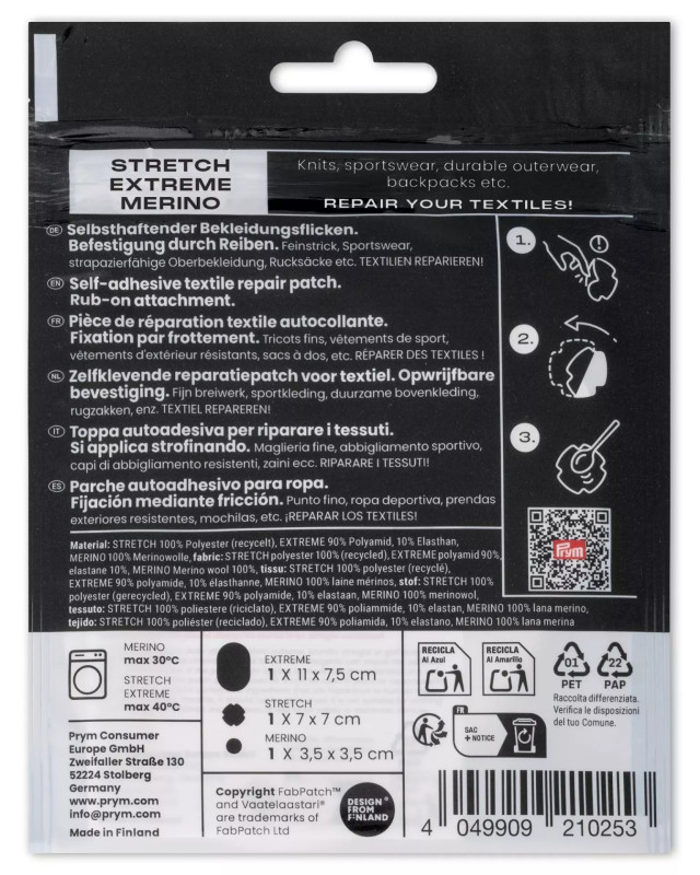 FabPatch - Extrême Merino - Noir- Prym - Mercerine