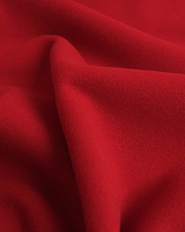Tissu Effet Drap de Laine Uni Rouge - Mercerine