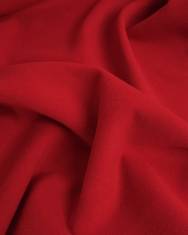 Tissu Effet Drap de Laine Uni Rouge - Mercerine
