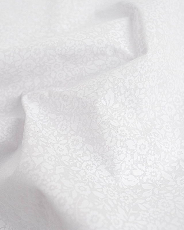 Poleine de Coton Motif Fleur Sauvage Blanc - Mercerine