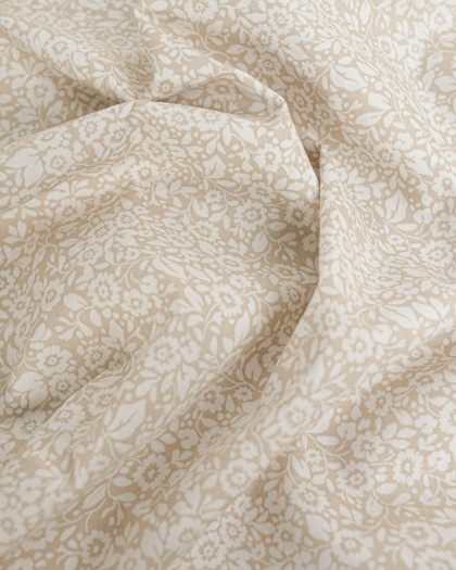 Popeline de Coton Fleur Sauvage Beige - Mercerine