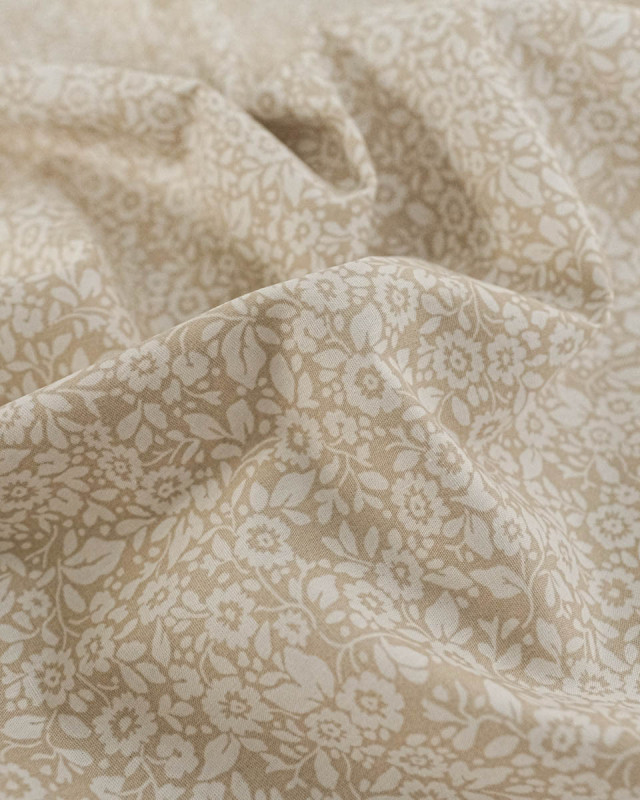 Popeline de Coton Fleur Sauvage Beige - Mercerine