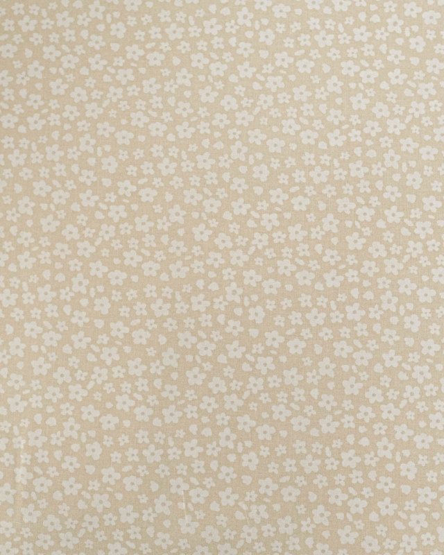 Popeline de Coton Fleur Rétro Beige - Mercerine