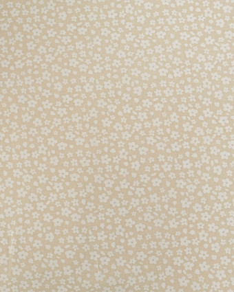 Popeline de Coton Fleur Rétro Beige - Mercerine