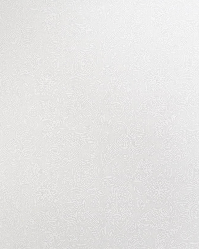 Poleine de Coton Motif Cachemire Blanc - Mercerine
