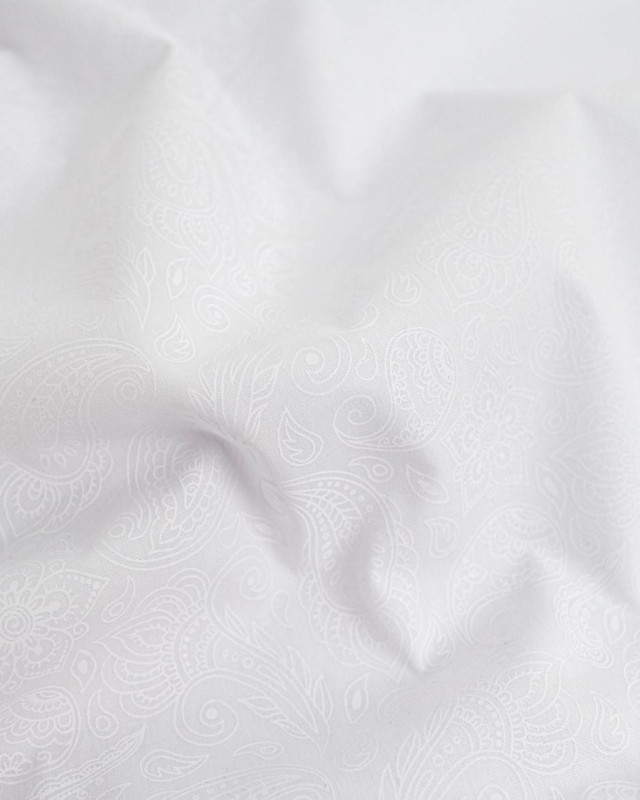 Poleine de Coton Motif Cachemire Blanc - Mercerine
