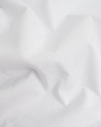 Poleine de Coton Motif Cachemire Blanc - Mercerine