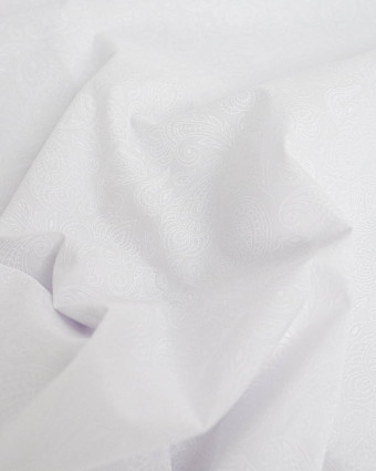 Popeline de Coton Motif Cachemire Blanc - Mercerine