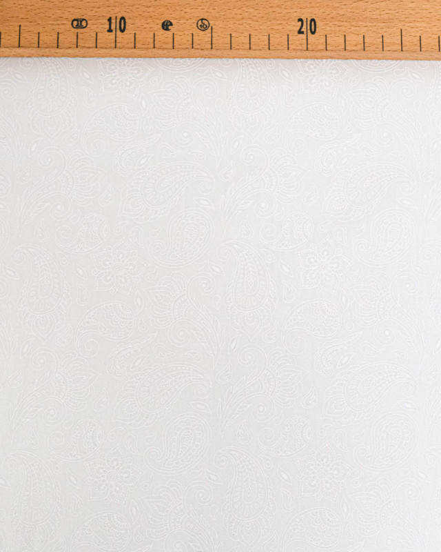 Poleine de Coton Motif Cachemire Blanc - Mercerine