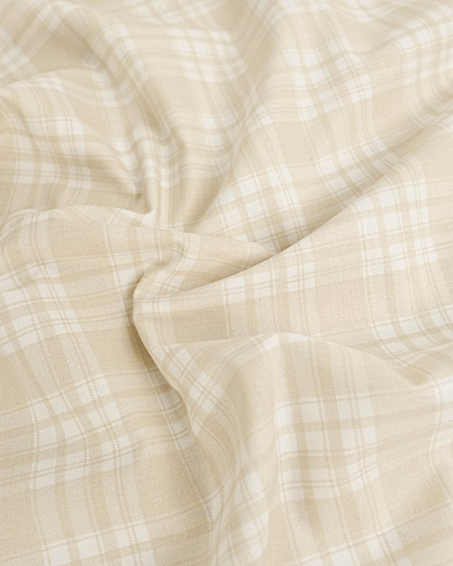 Popeline de Coton Carreaux Beige  - Mercerine