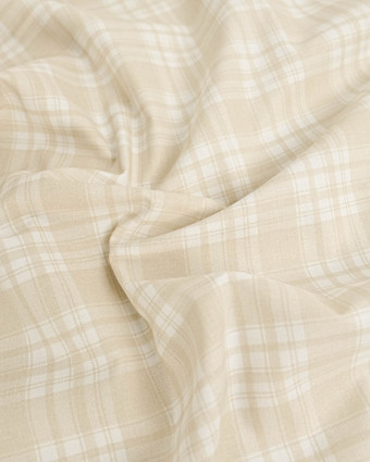 Popeline de Coton Carreaux Beige  - Mercerine