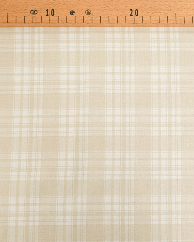 Popeline de Coton Carreaux Beige  - Mercerine