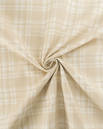 Popeline de Coton Carreaux Beige - Mercerine