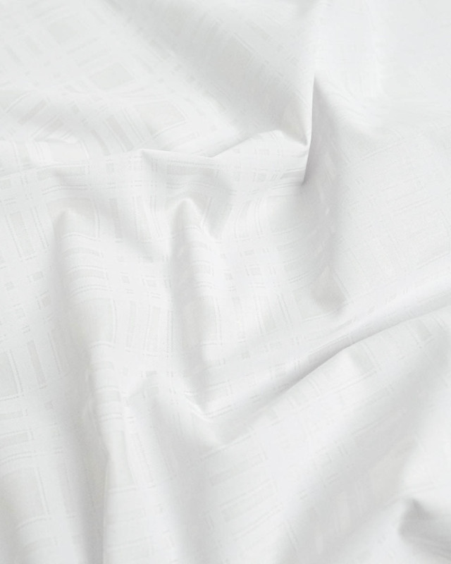 Popeline de Coton Motif Carreau Blanc - Mercerine