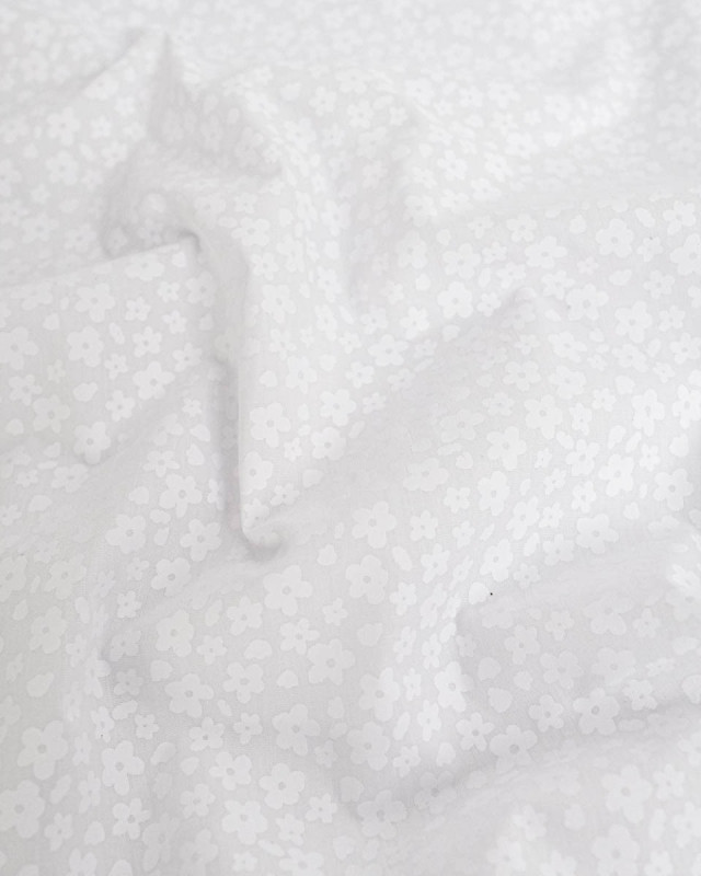 Poleine de Coton Fleur Rétro Blanc - Mercerine