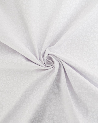 Popeline de Coton Fleur Rétro Blanc- Mercerine