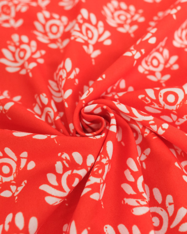 Popeline de Coton Inspiration Indienne Jaipur Mandarine - Mercerine