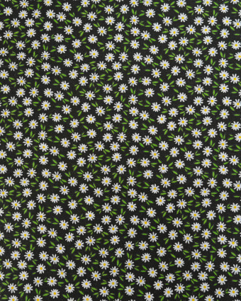 Popeline de Coton Marguerites Noir - 110 cm - Mercerine