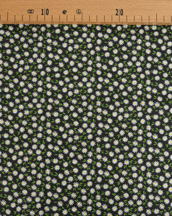 Popeline de Coton Marguerites Noir - 110 cm - Mercerine