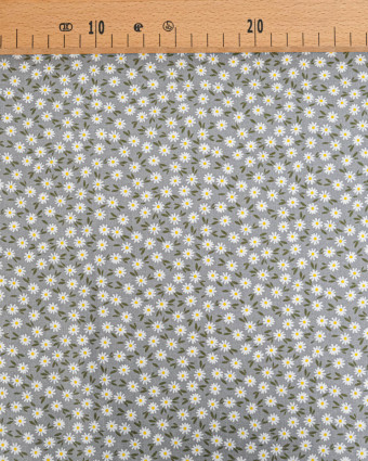 Popeline de Coton Marguerites Gris - 110 cm - Mercerine