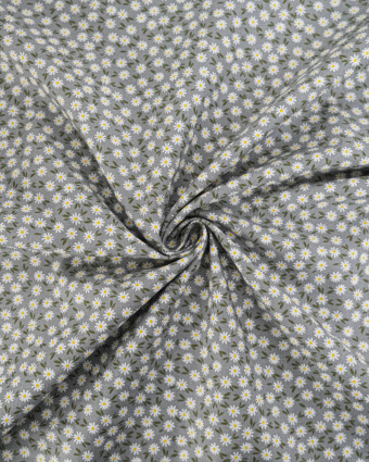 Popeline de Coton Marguerites Gris - 110 cm - Mercerine