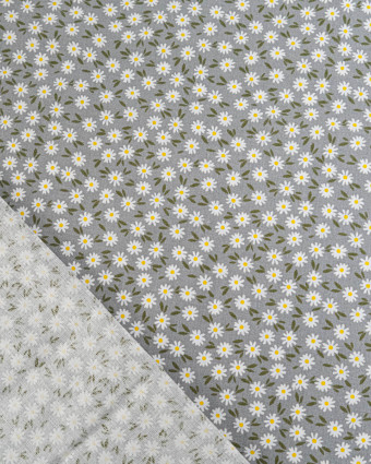 Popeline de Coton Marguerites Gris - 110 cm - Mercerine