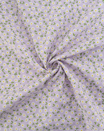 Popeline de Coton Marguerites Lilas - 110 cm - Mercerine