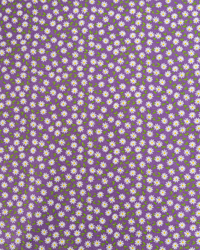 Popeline de Coton Marguerites Violet - 110 cm - Mercerine