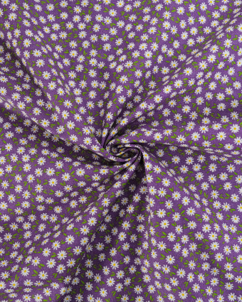 Popeline de Coton Marguerites Violet - 110 cm - Mercerine