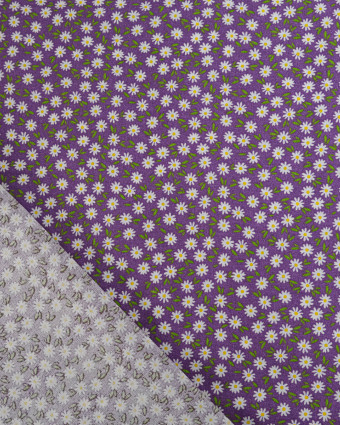 Popeline de Coton Marguerites Violet - 110 cm - Mercerine